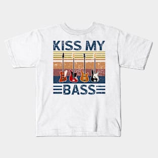 Vintage Kiss My Bass Guitar Kids T-Shirt